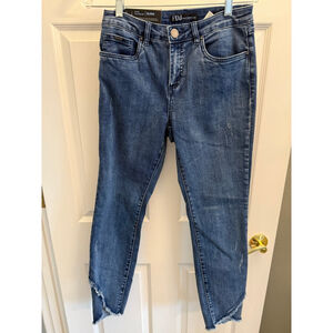 FDJ French Dressing Olivia mid-rise ankle jeans unique asymmetric raw hem 4 NWT